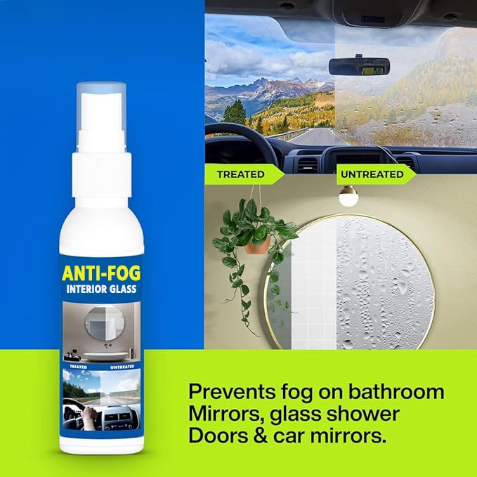 Anti Fog Spray for Car Wind Shiled Glass, Car Side Mirror and Bathroom Mirror - 100ML (Pack of 2)
